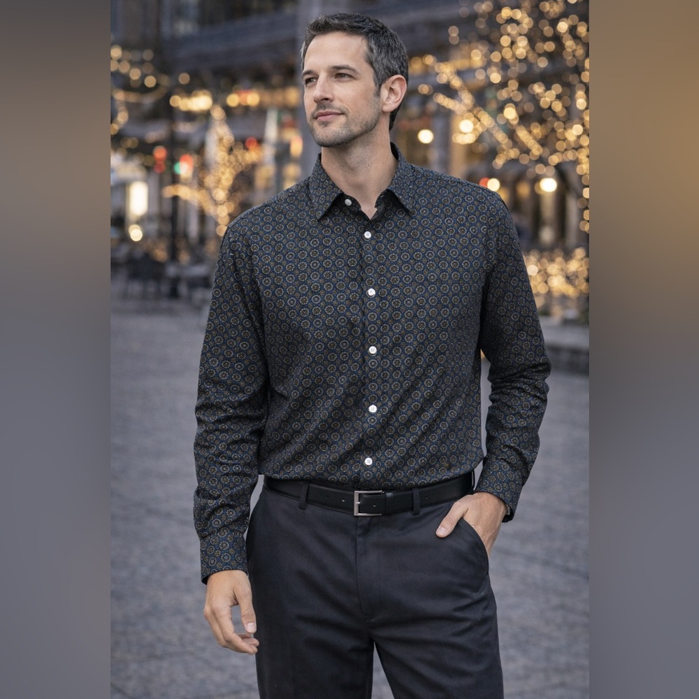 SOFT CLOTH POINT COLLAR SHIRT ITALIAN WOVEN STRETCH FABRIC HOLIDAY OFFICE PARTY